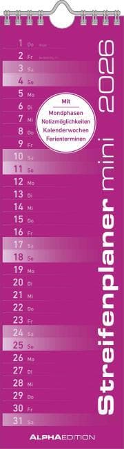 Cover von Streifenplaner Mini PINK 2026