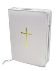 Cover von Gotteslobhülle Weiß mit Kreuz gold