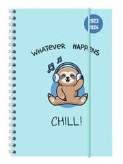 Cover von Collegetimer Chill! 2023/2024 - Schüler-Kalender A5 (15x21 cm) - Faultier - Ringbindung - Weekly - 224 Seiten - Terminplaner - Alpha Edition