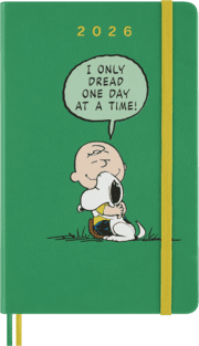 Cover von Moleskine Peanuts: Charlie & Snoopy Tages-Kalender L/A5 Grün 2026
