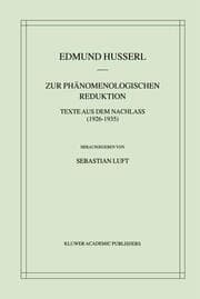 Cover von Zur phänomenologischen Reduktion