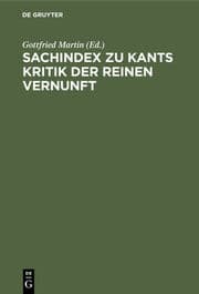 Cover von Sachindex zu Kants Kritik der reinen Vernunft