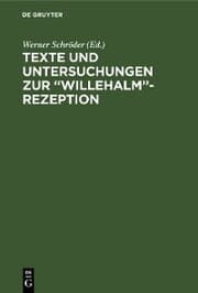 Cover von Texte und Untersuchungen zur 'Willehalm'-Rezeption