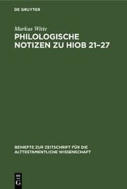Cover von Philologische Notizen zu Hiob 21-27