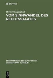 Cover von Vom Sinnwandel des Rechtsstaates