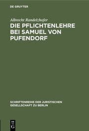 Cover von Die Pflichtenlehre bei Samuel von Pufendorf
