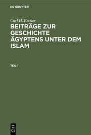 Cover von Beiträge zur Geschichte Ägyptens unter dem Islam