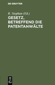 Cover von Gesetz, betreffend die Patentanwälte