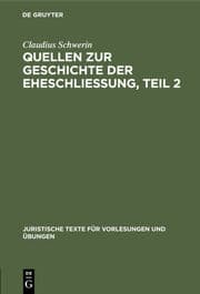 Cover von Quellen zur Geschichte der Eheschliessung
