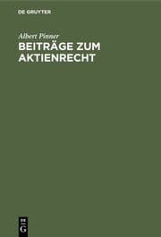 Cover von Beiträge zum Aktienrecht