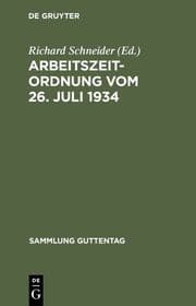 Cover von Arbeitszeitordnung vom 26.Juli 1934