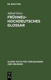 Cover von Frühneuhochdeutsches Glossar