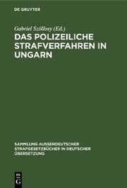 Cover von Das polizeiliche Strafverfahren in Ungarn