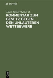 Cover von Kommentar zum Gesetz gegen den unlauteren Wettbewerb