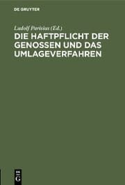 Cover von Die Haftpflicht der Genossen und das Umlageverfahren
