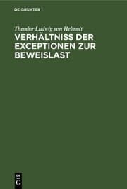 Cover von Verhältniß der Exceptionen zur Beweislast
