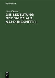 Cover von Die Bedeutung der Salze als Nahrungsmittel