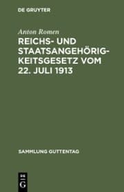 Cover von Reichs- und Staatsangehörigkeitsgesetz vom 22. Juli 1913