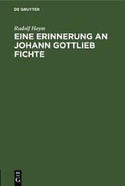 Cover von Eine Erinnerung an Johann Gottlieb Fichte