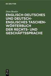 Cover von Englisch-deutsches und deutsch-englisches Taschenwörterbuch der Rechts- und Geschäftssprache