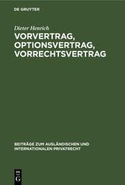 Cover von Vorvertrag, Optionsvertrag, Vorrechtsvertrag