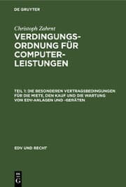 Cover von Die Besonderen Vertragsbedingungen für die Miete, den Kauf und die Wartung von EDV-Anlagen und -Geräten
