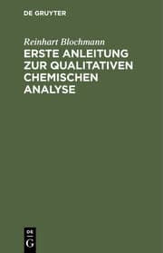 Cover von Erste Anleitung zur qualitativen chemischen Analyse