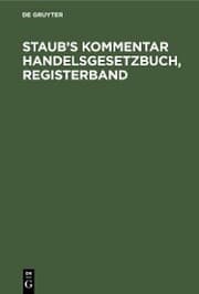 Cover von Staub's Kommentar Handelsgesetzbuch, Registerband