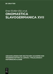 Cover von Onomastica Slavogermanica XVII