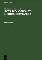 Cover von Acta Biologica et Medica Germanica. Band 20, Heft 1