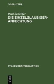 Cover von Die Einzelgläubigeranfechtung