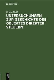 Cover von Untersuchungen zur Geschichte des Objektes direkter Steuern