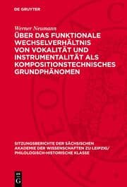 Cover von Über das funktionale Wechselverhältnis von Vokalität und Instrumentalität als kompositionstechnisches Grundphänomen