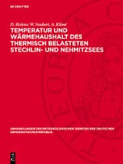 Cover von Temperatur und Wärmehaushalt des thermisch belasteten Stechlin- und Nehmitzsees