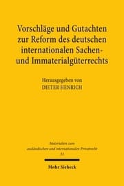 Cover von Vorschläge und Gutachten zur Reform des deutschen internationalen Sachen- und Immaterialgüterrechts