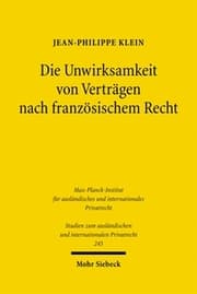 Cover von Die Unwirksamkeit von Verträgen nach französischem Recht