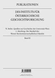 Cover von Die Matrikel der Wiener Rechtswissenschaftlichen Fakultät
