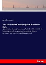 Cover von An Answer to the Printed Speech of Edmund Burke