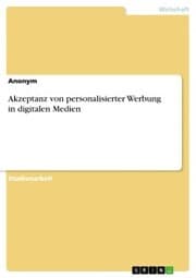 Cover von Akzeptanz von personalisierter Werbung in digitalen Medien