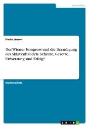 Cover von Der Wiener Kongress und die Beendigung des Sklavenhandels. Schritte, Gesetze, Umsetzung und Erfolg?