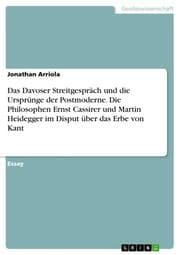 Cover von Das Davoser Streitgespräch und die Ursprünge der Postmoderne. Die Philosophen Ernst Cassirer und Martin Heidegger im Disput über das Erbe von Kant
