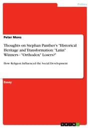 Cover von Thoughts on Stephan Panther's 'Historical Heritage and Transformation: 'Latin' Winners - 'Orthodox' Losers?'