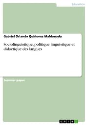 Cover von Sociolinguistique, politique linguistique et didactique des langues