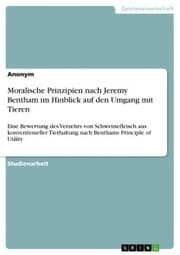 Cover von Moralische Prinzipien nach Jeremy Bentham im Hinblick auf den Umgang mit Tieren