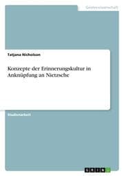 Cover von Konzepte der Erinnerungskultur in Anknüpfung an Nietzsche