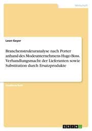 Cover von Branchenstrukturanalyse nach Porter anhand des Modeunternehmens Hugo Boss. Verhandlungsmacht der Lieferanten sowie Substitution durch Ersatzprodukte