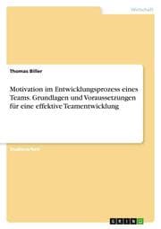 Cover von Motivation im Entwicklungsprozess eines Teams. Grundlagen und Voraussetzungen für eine effektive Teamentwicklung