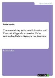 Cover von Zusammenhang zwischen Kolmation und Fauna des Hyporheals zweier Bäche unterschiedlicher ökologischer Zustände