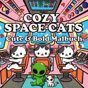 Cover von Katzen Malbuch - Cozy Malbuch - Space Cats: Katzen im Weltraum Cute & Chill Süßes Malbuch