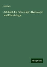 Cover von Jahrbuch für Balneologie, Hydrologie und Klimatologie